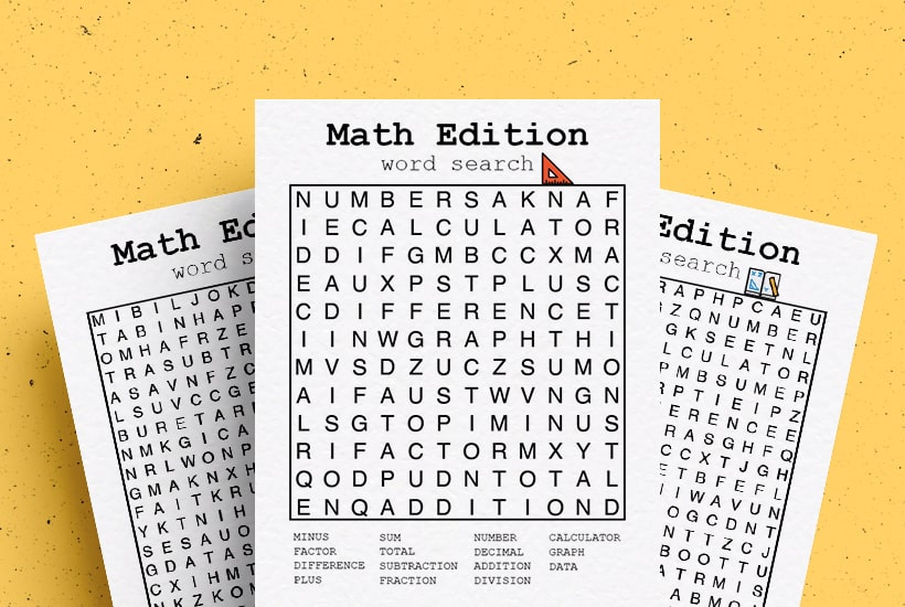 Free Math Word Search Printable Games PDF Sheets