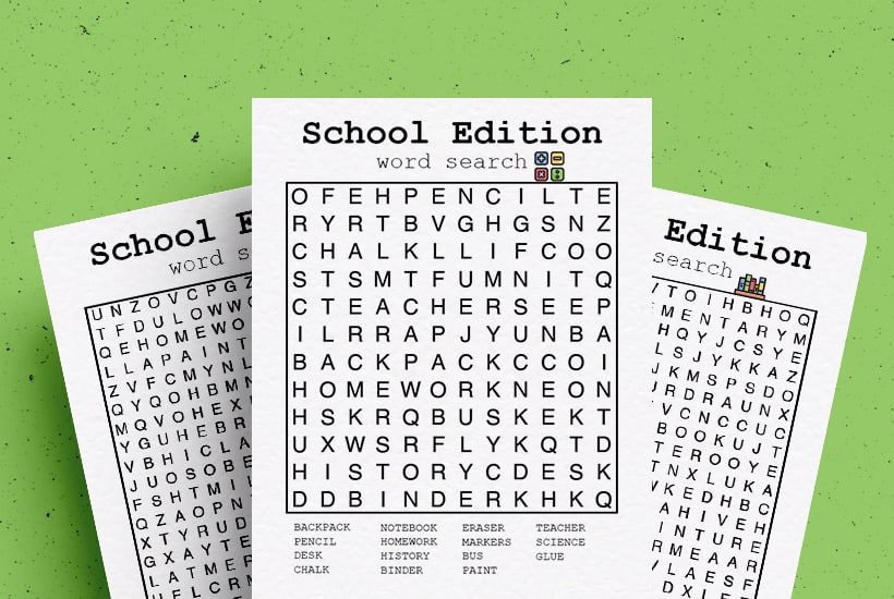 Free School Word Search Printable Games & PDF Sheets