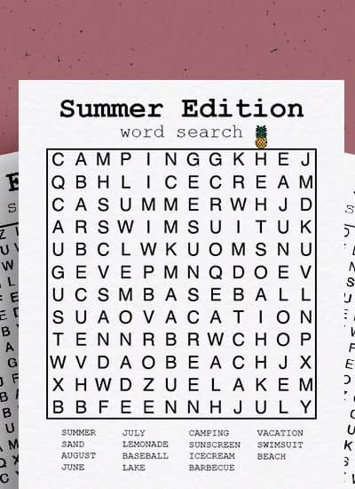 free printable summer word search