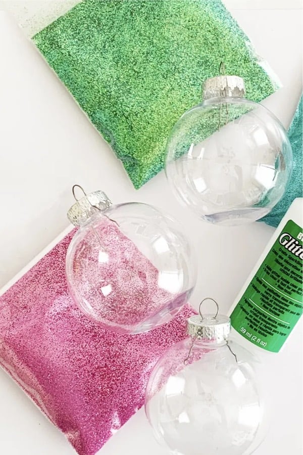 diy ornaments with glitter and glue