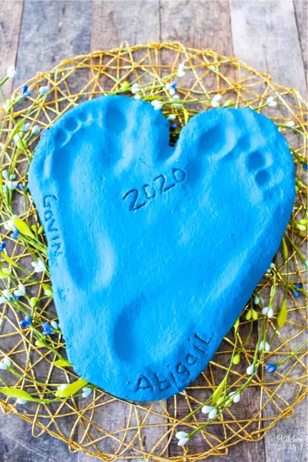 footprint keepsake with diy salt dough