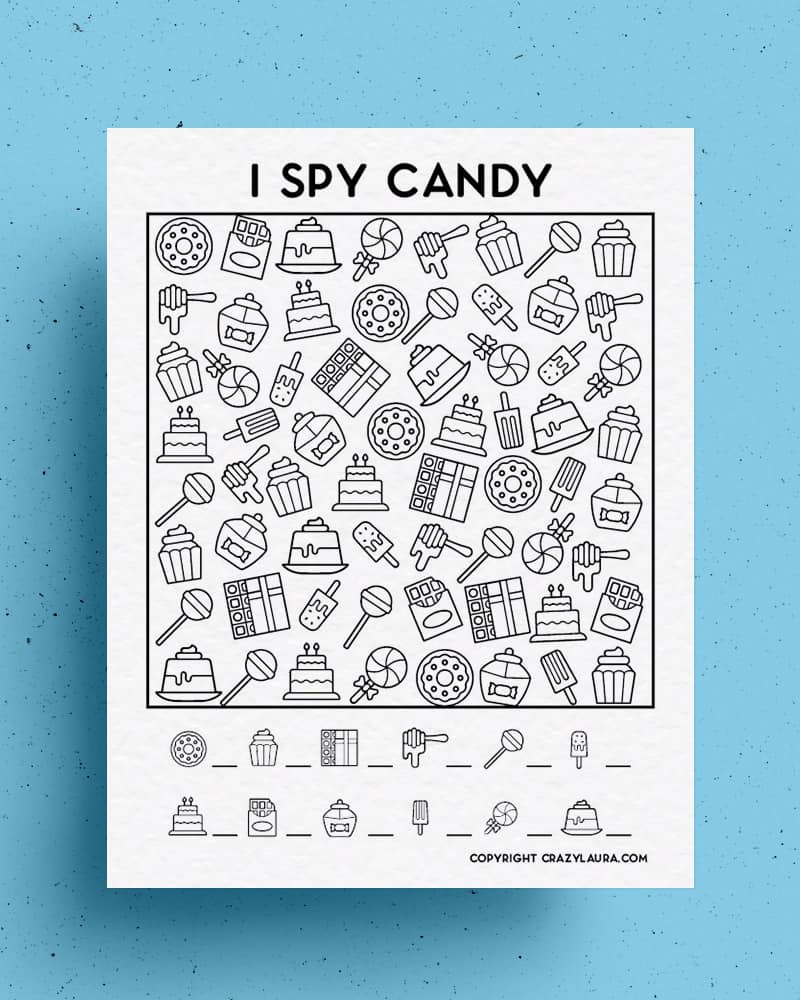 kids activity sheets with candy