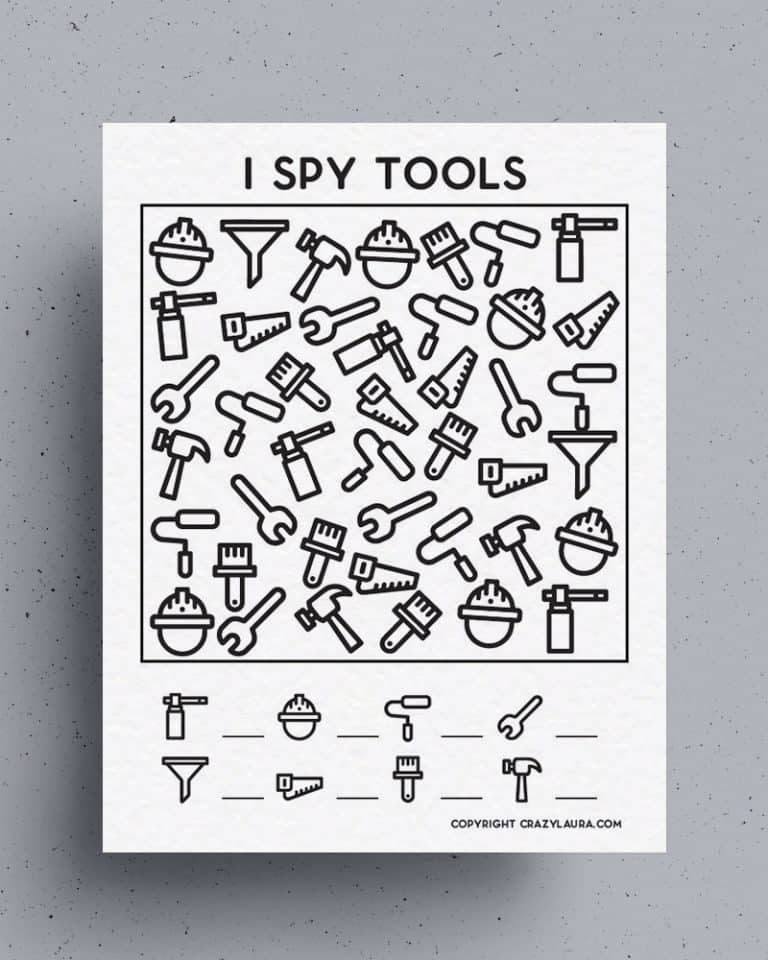 Free Tools I Spy Printable Game Sheets For Kids - Crazy Laura