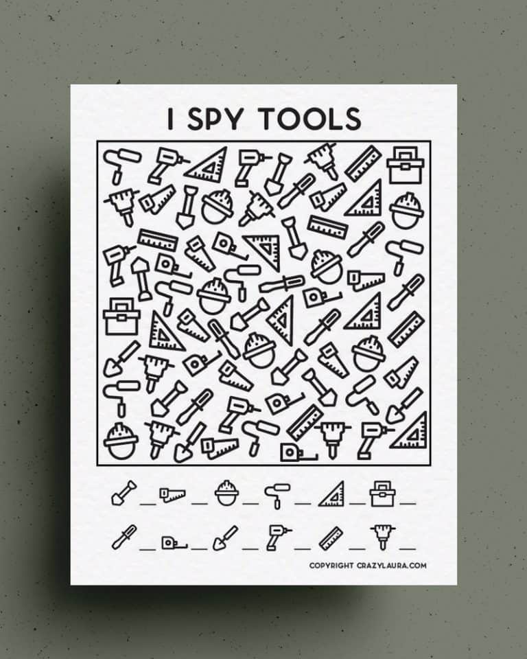 Free Tools I Spy Printable Game Sheets For Kids - Crazy Laura