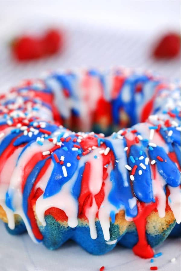 red white and blue bundt cake dessert