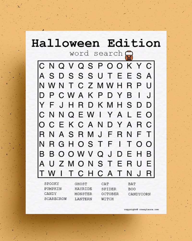 word search for halloween