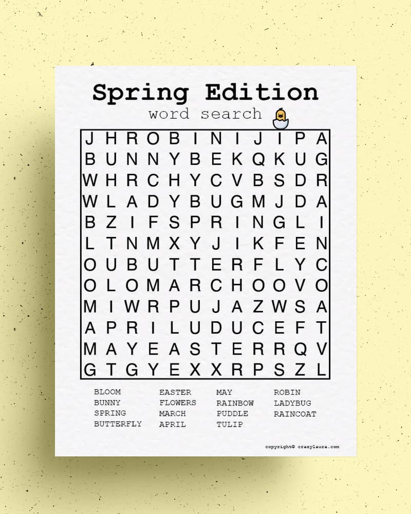 easter time word search game