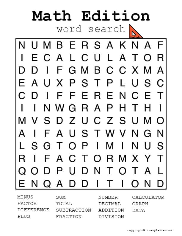 math related word search game