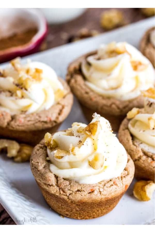 carrot cake cookie cups with frosting