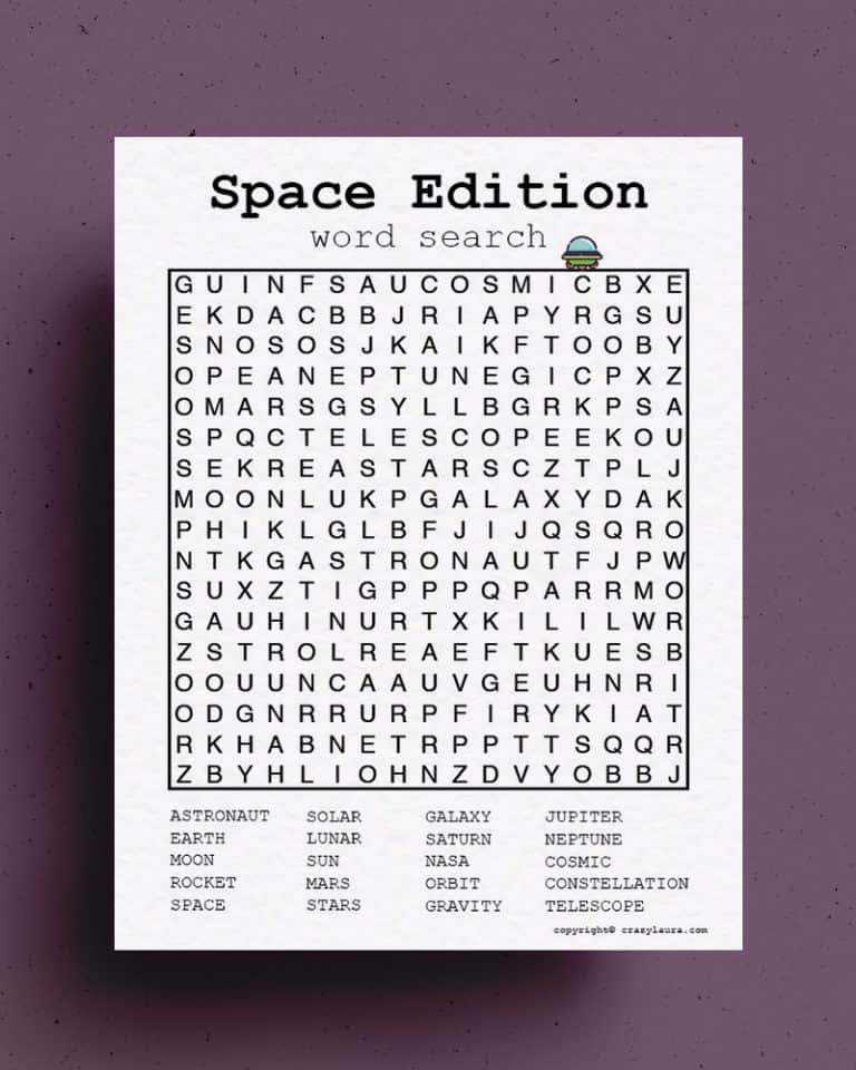 Free Space Word Search Printable Game Sheets - Crazy Laura