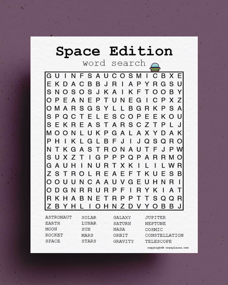 word search game sheet