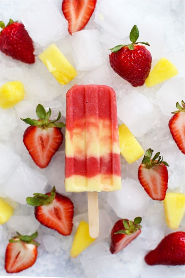 homemade popsicle recipe with strawberries and pineapple