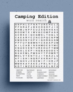 Free Camping Word Search Printable Game Sheets - Crazy Laura
