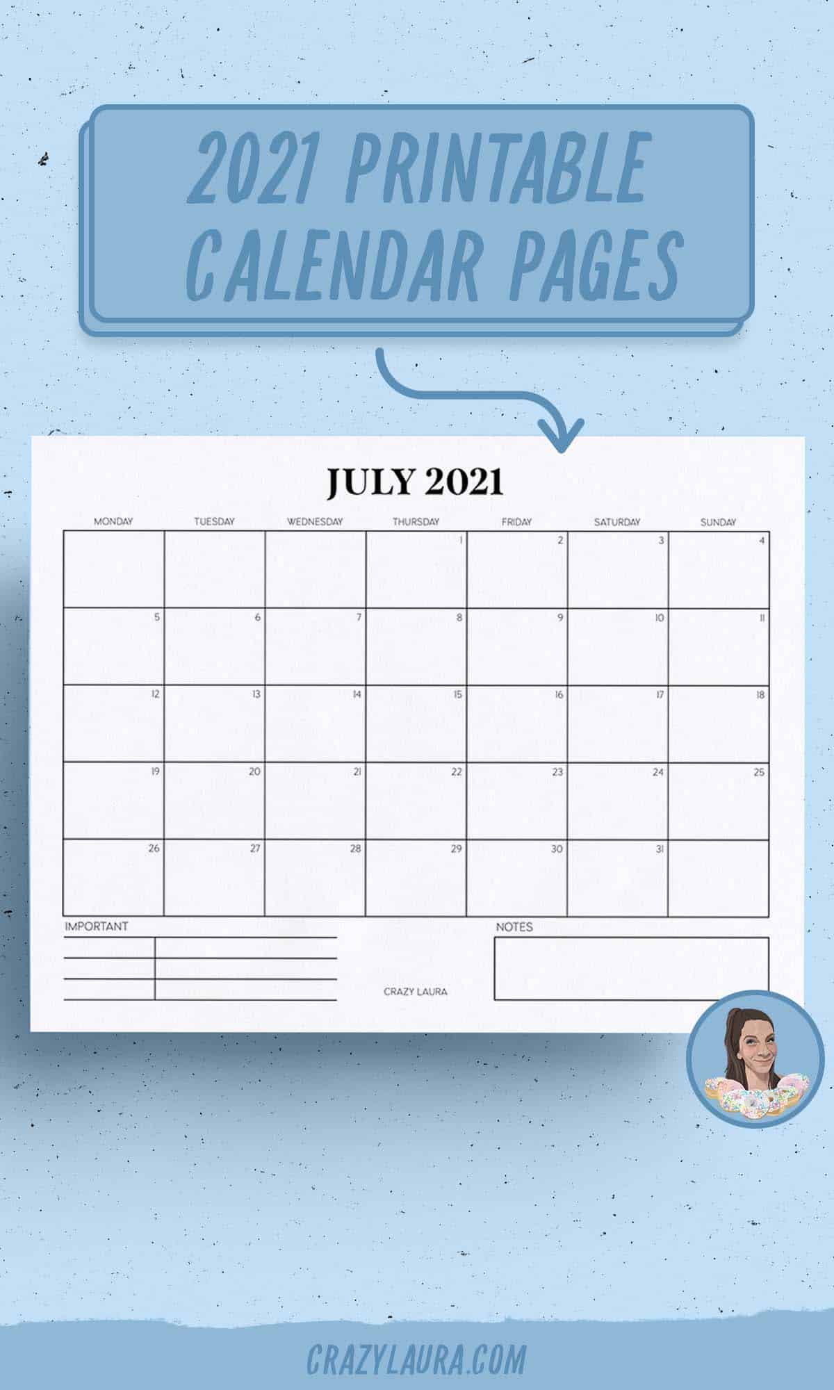 free printable horizontal calendar