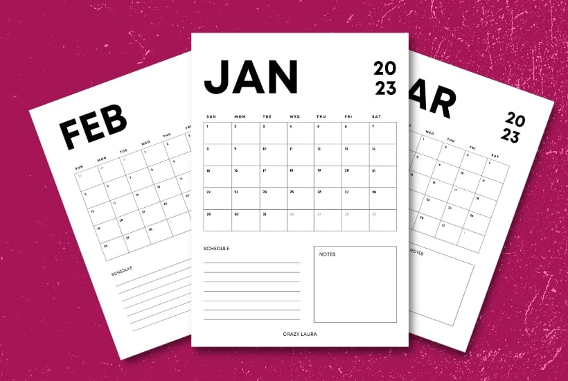 Free Vertical Calendar Printable For 2023 – UPDATED