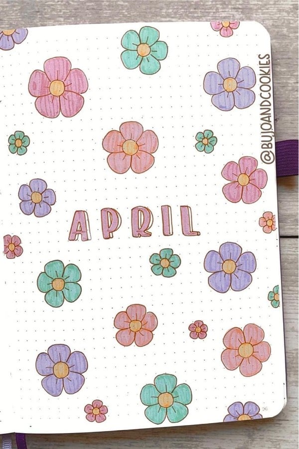 bullet journal cover example with flower doodles