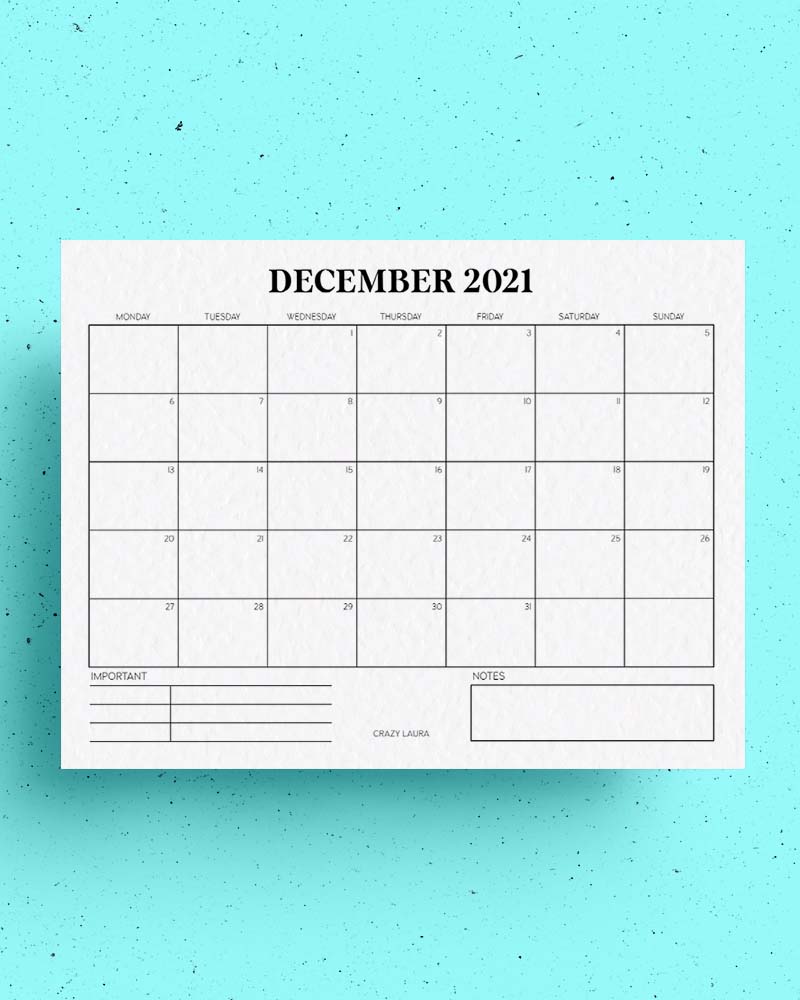 free blank 2021 calendar template