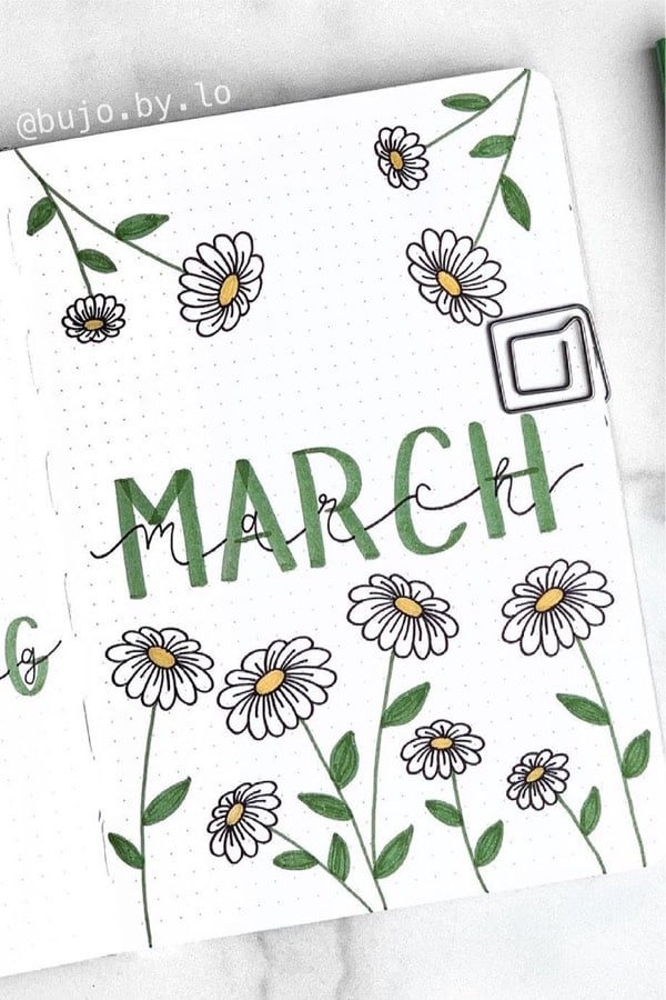 bullet journal spring inspiration with flowers