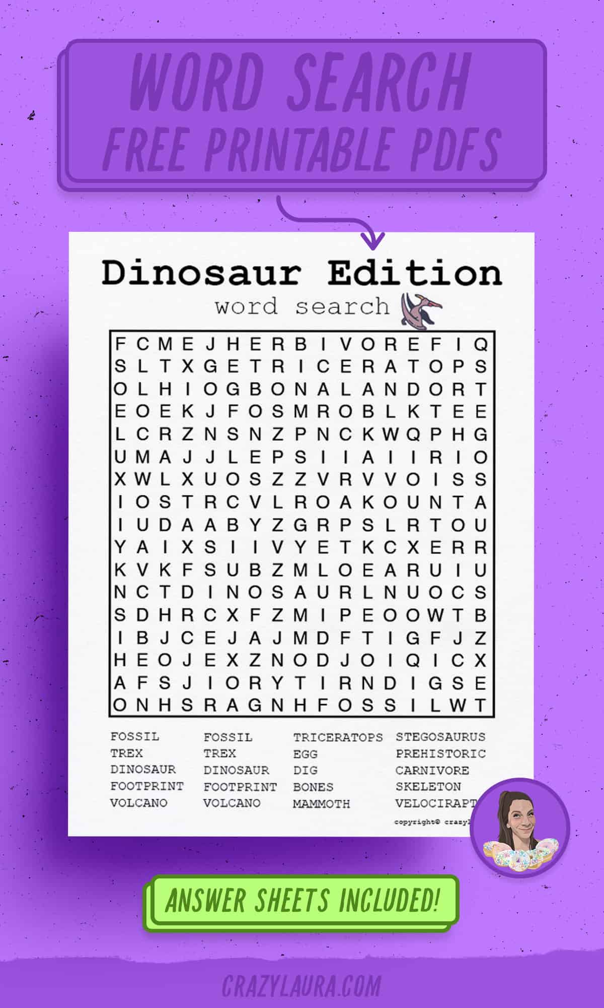 pdf sheets for dinosaur word find game