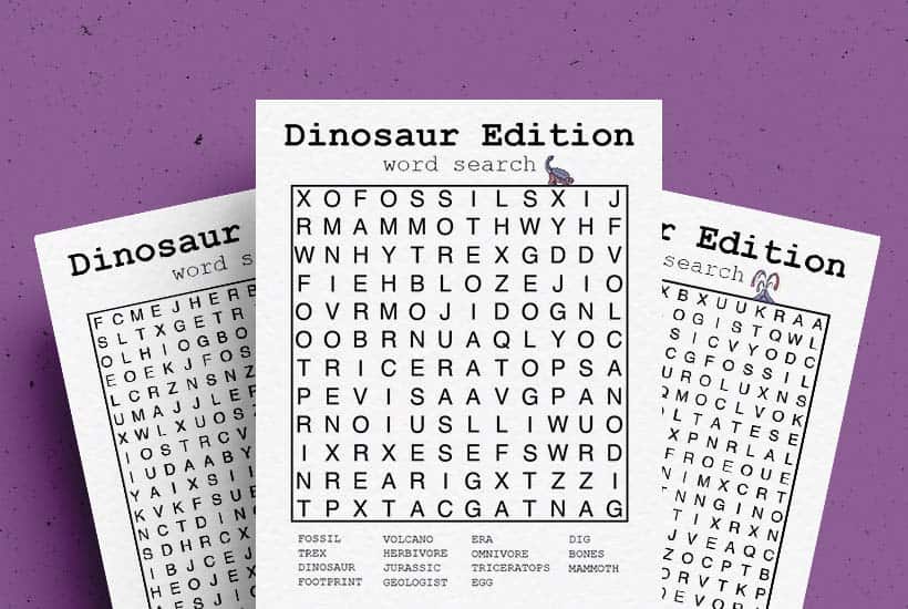 Free Dinosaur Word Search Printable Game Sheets