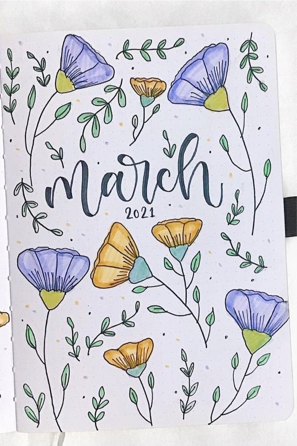 march monthly cover with flowers and greenery