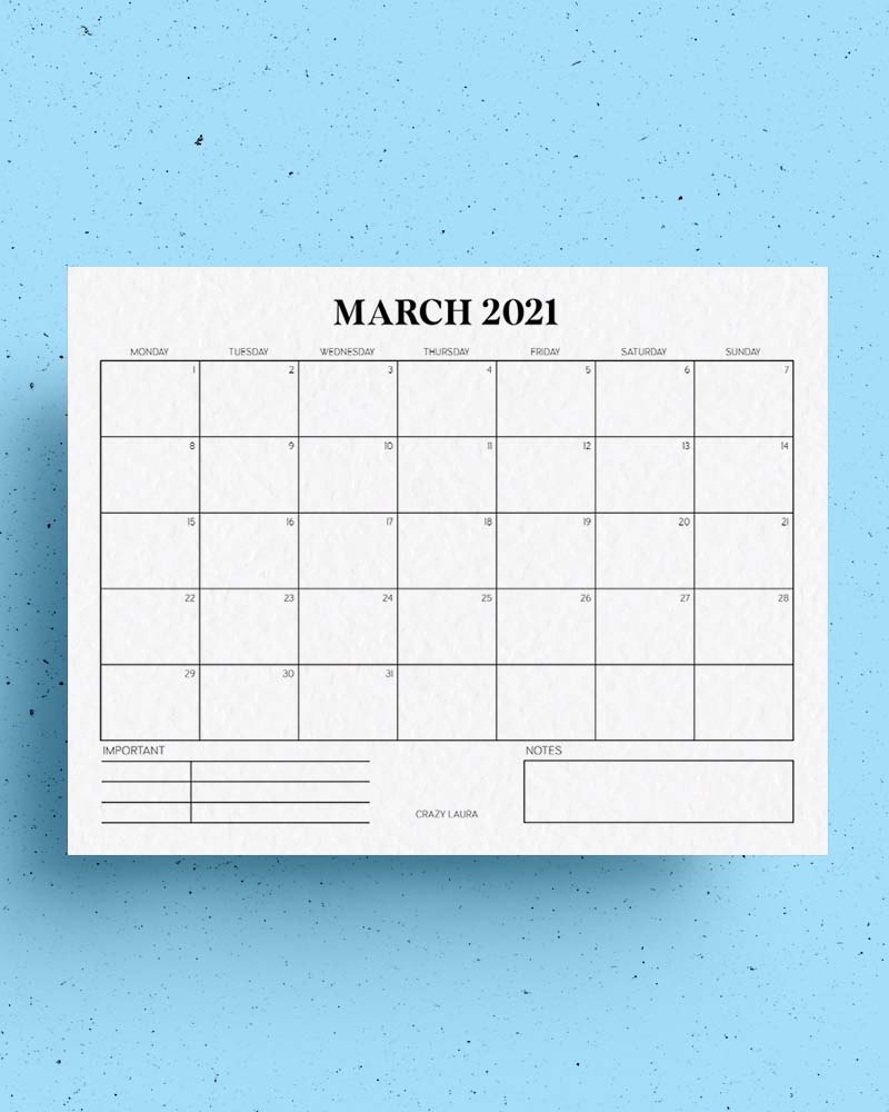 blank calendar printable pages for 2021