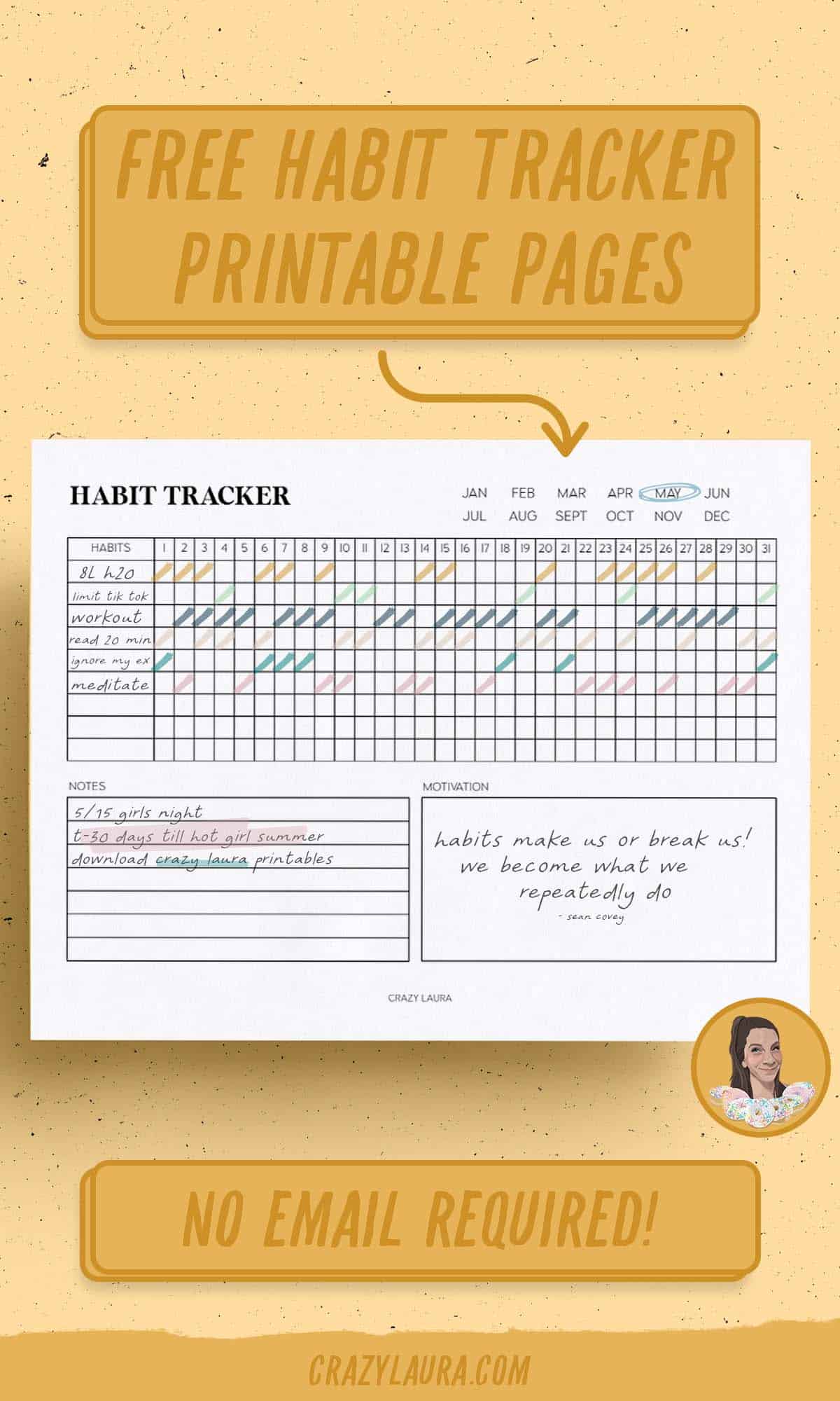 blank habit tracker pages to print