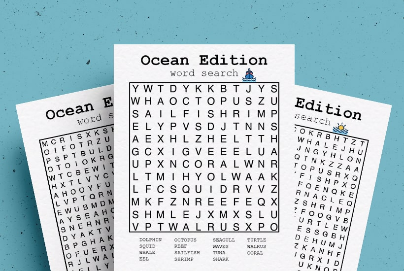 Free Ocean Word Search Printable Game Sheets