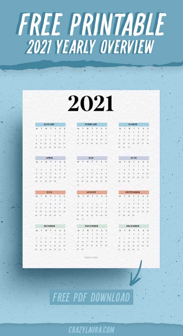 free 2021 overview calendar