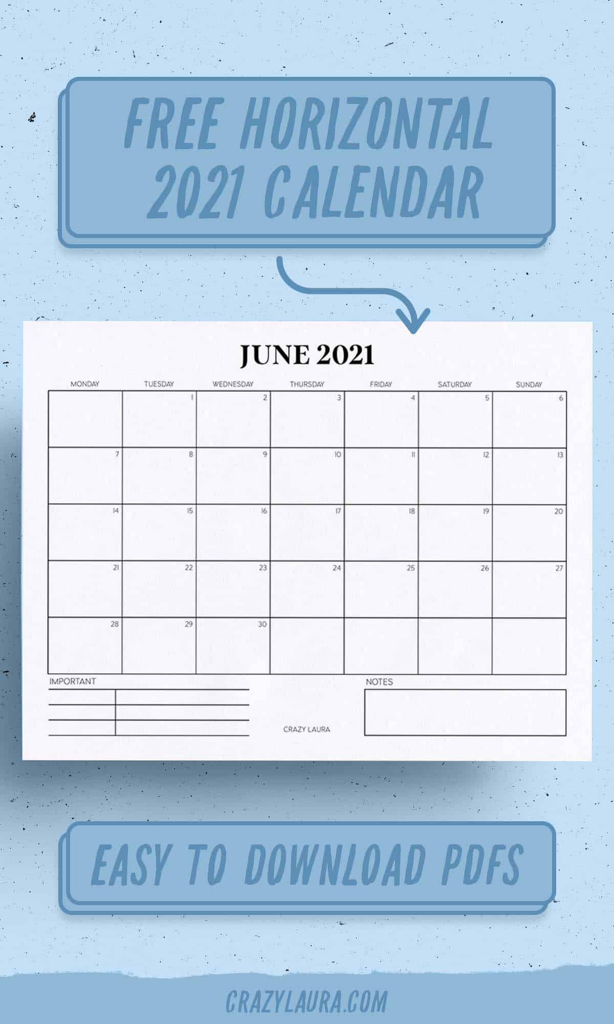 blank horizontal calendar pages