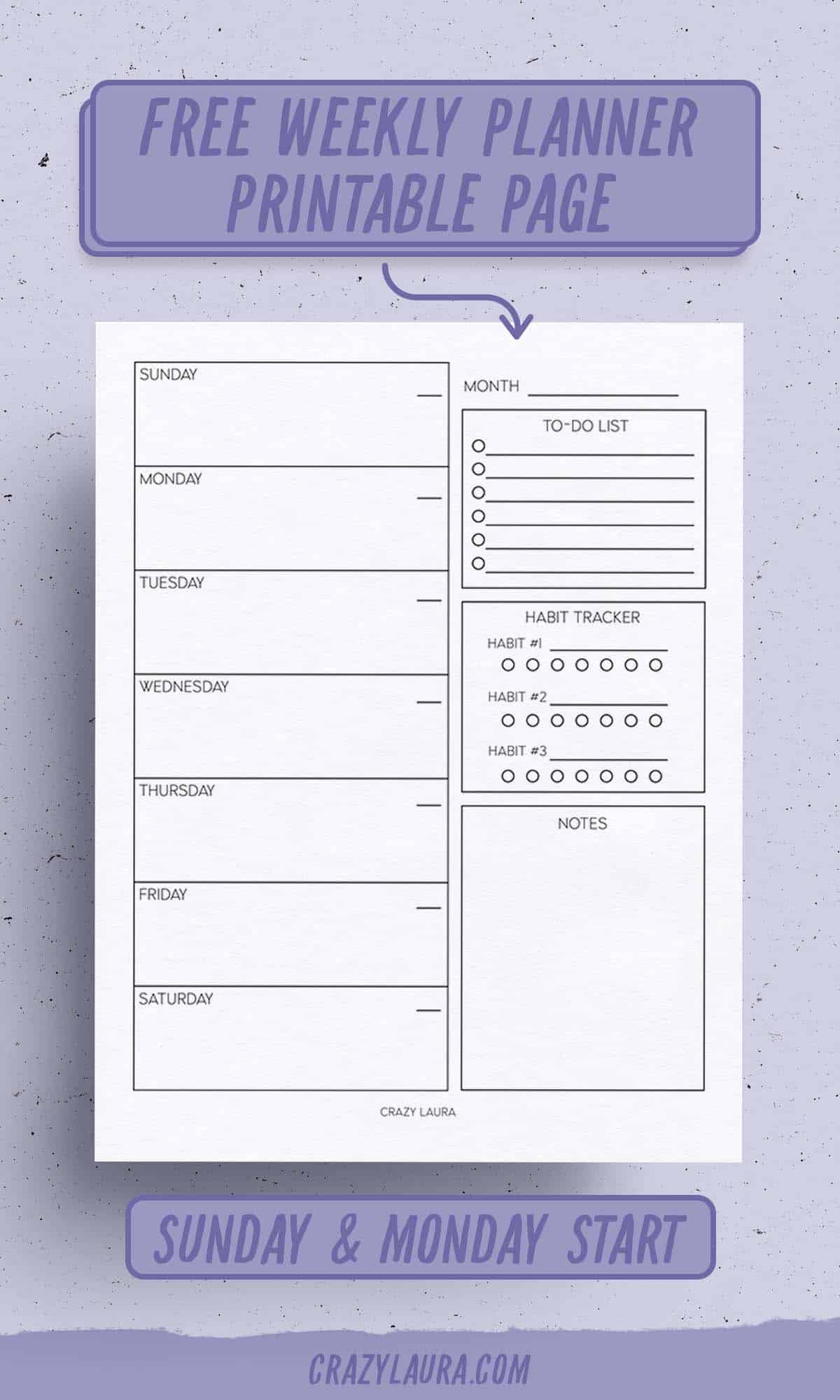simple weekly planning pdf sheets