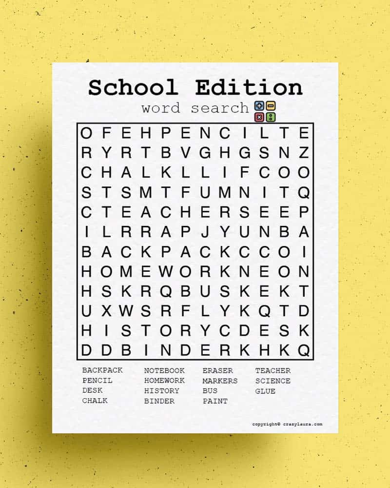 back to school printable games