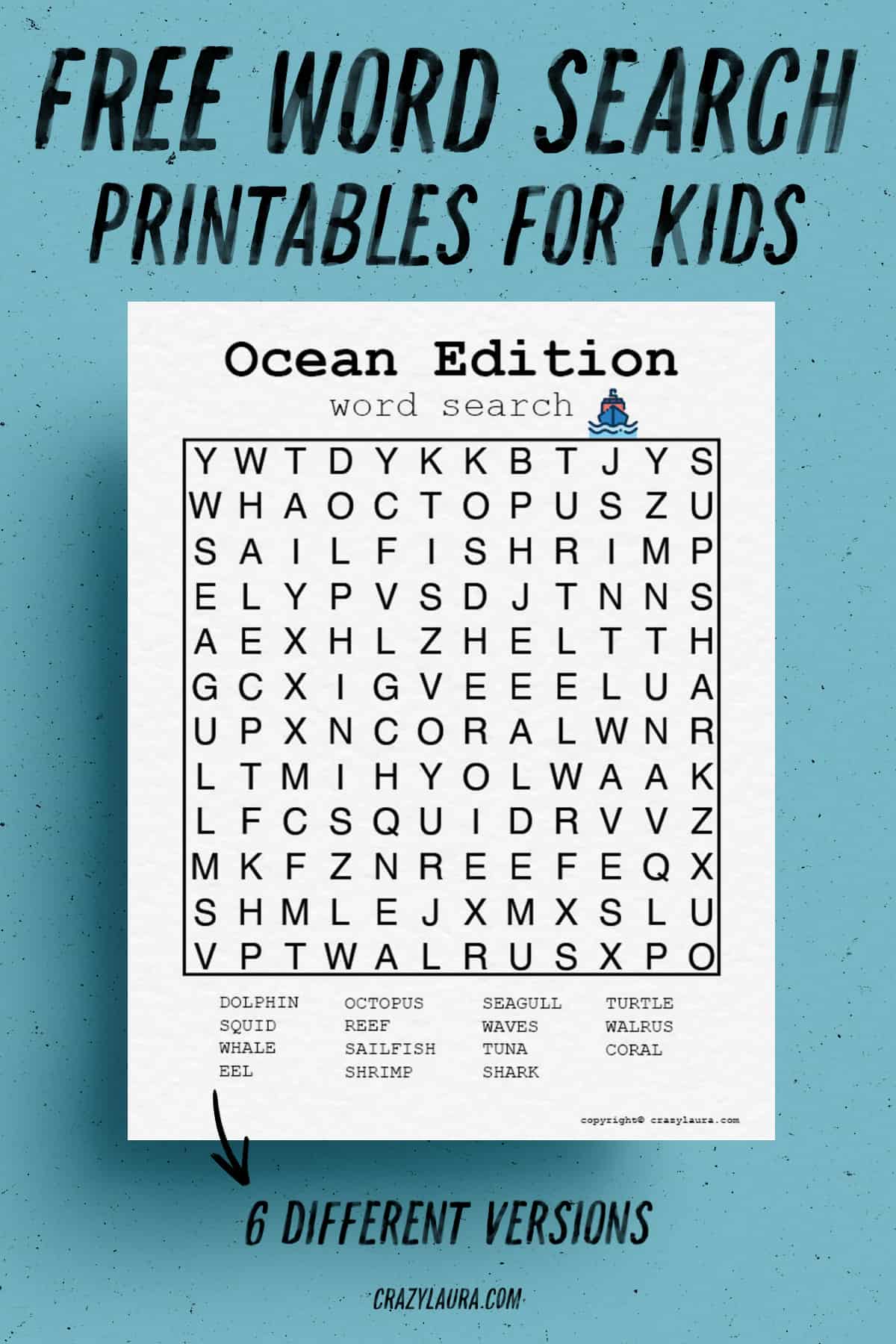ocean word search for free