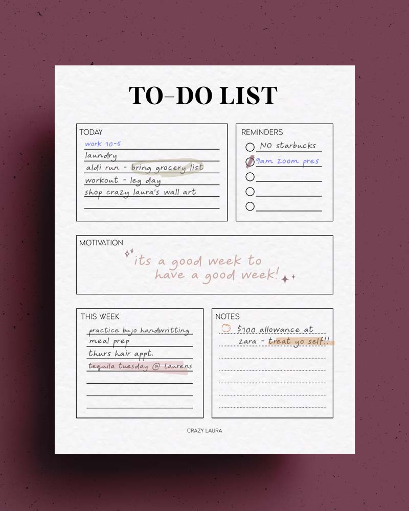 simple to do list template