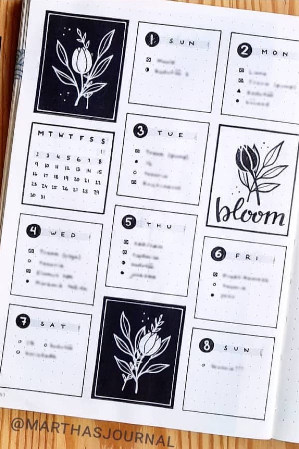 plant themed layout for bujo page