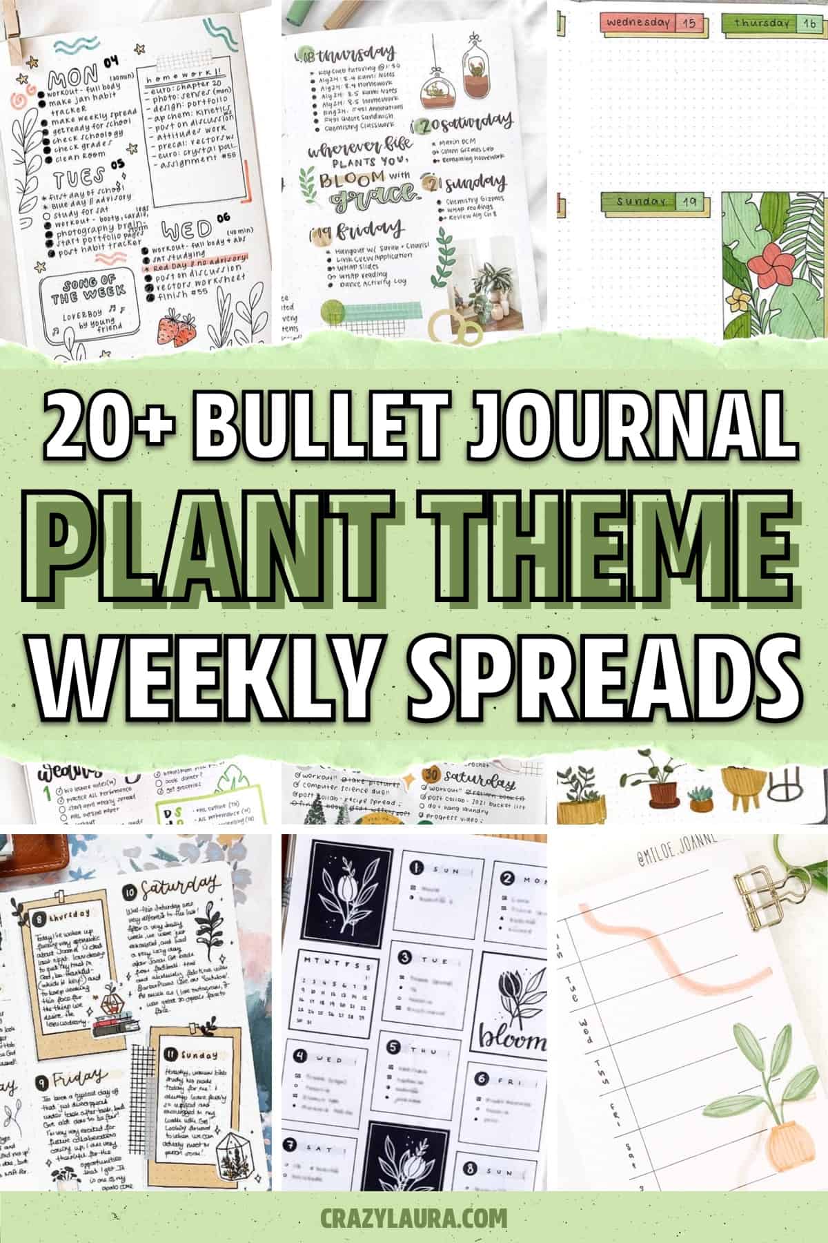 ideas for plant themed weekly spreads