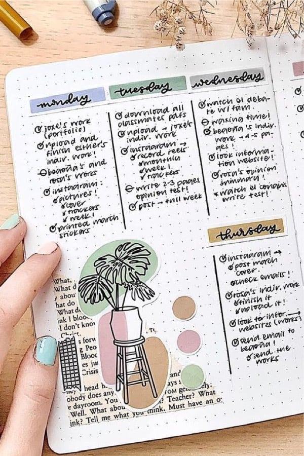 house plant themed dot journal log
