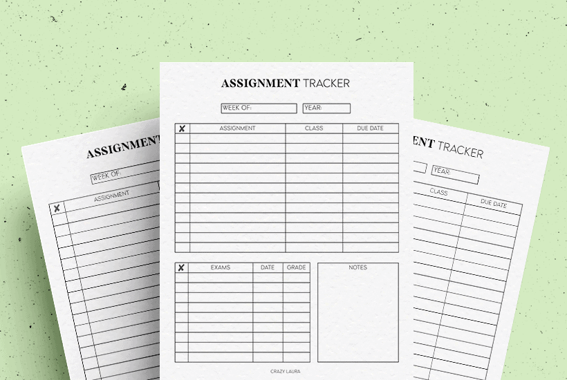 Free Assignment Tracker With Simple and Detailed Versions