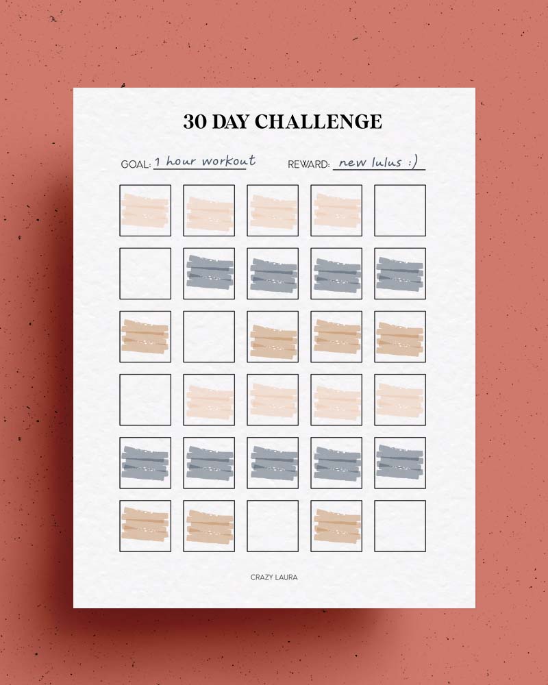 simple 30 day tracker printable