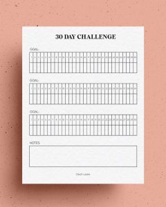 Free Challenge Tracker Printable With 30 & 100 Day Pages
