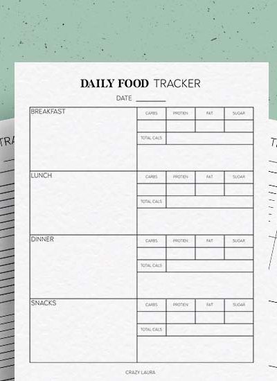 simple and easy food tracker printable