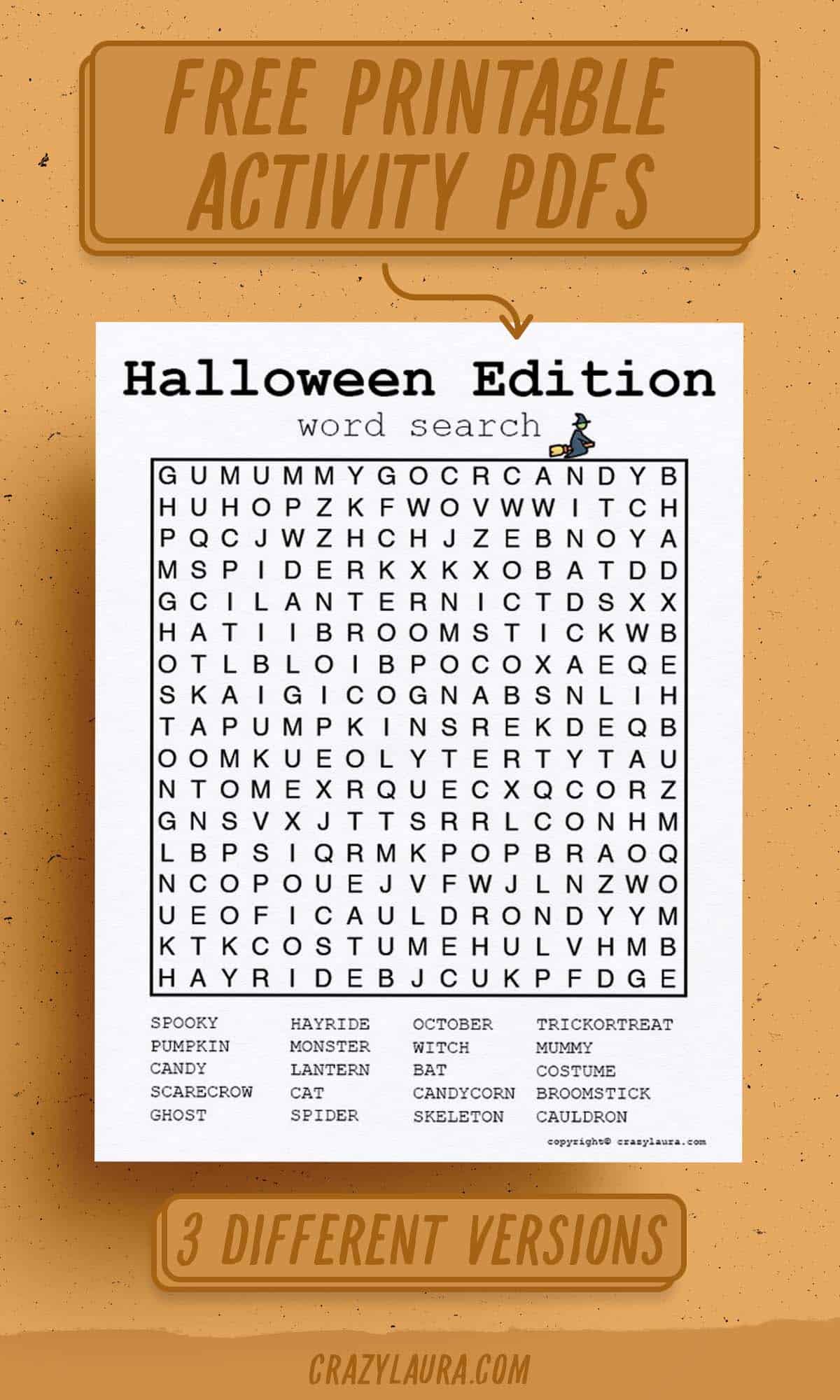 free halloween word search printable