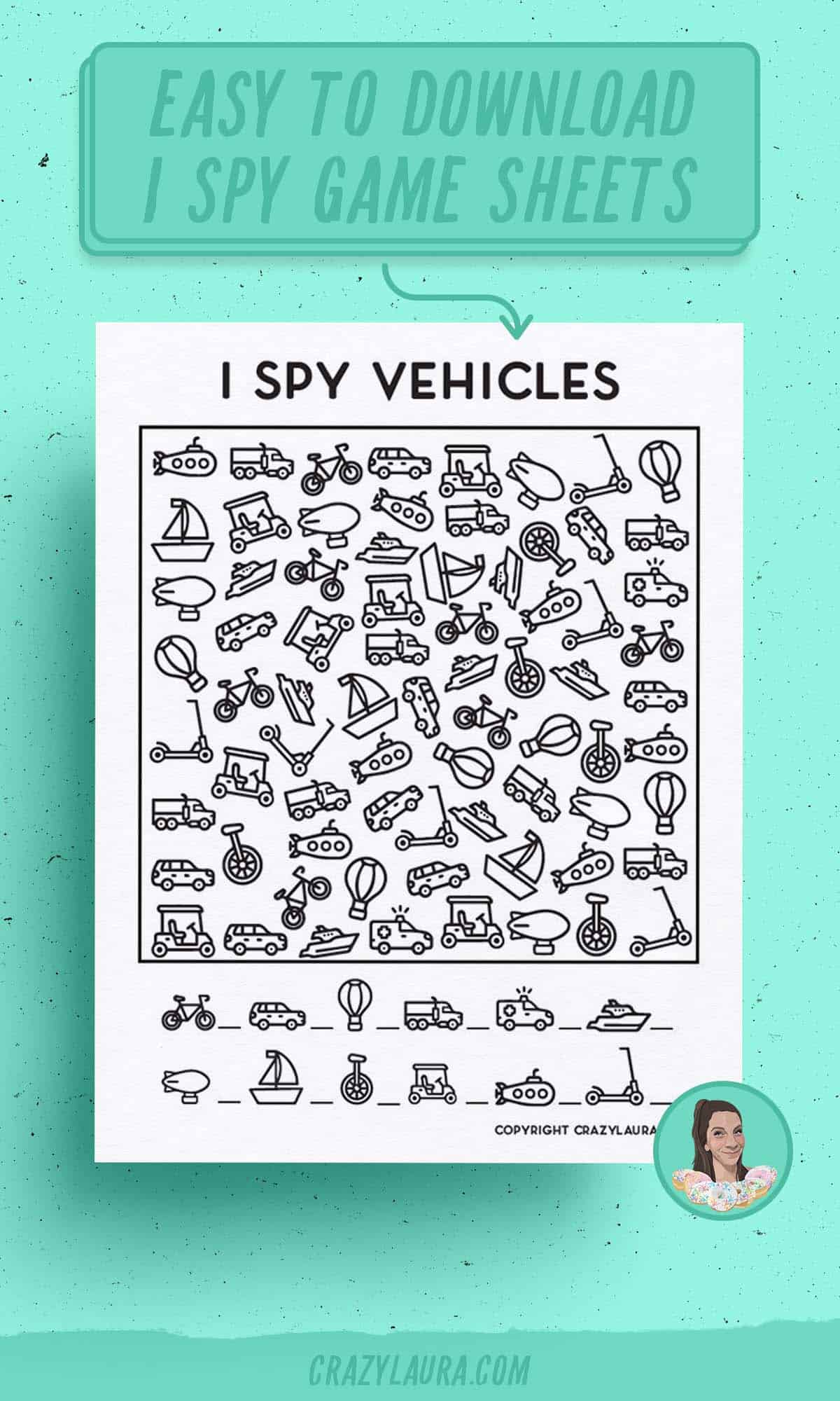 i spy templates with vehicles