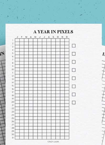 year in pixels printable pages
