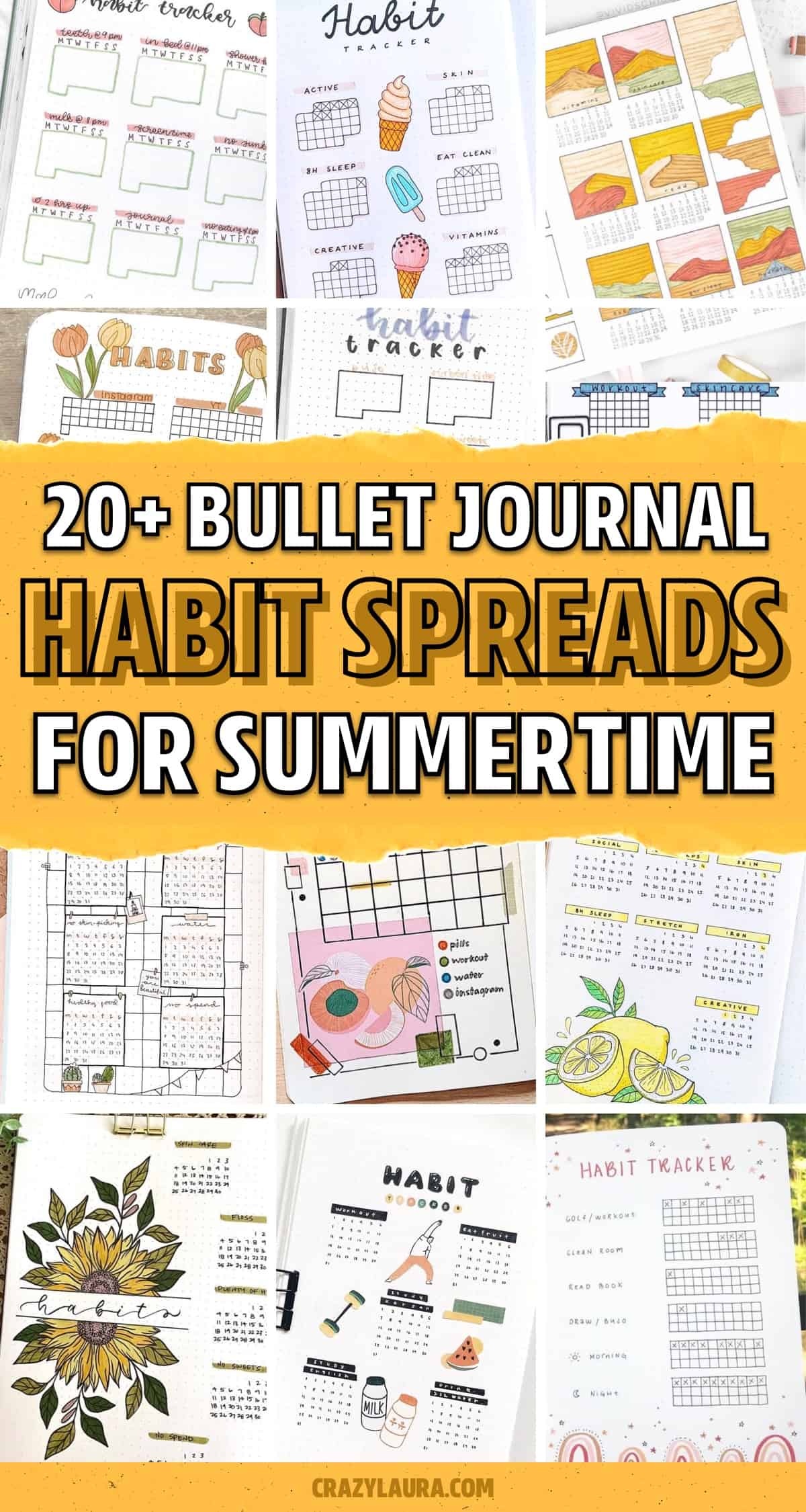 habit tracker layout inspiration for summer