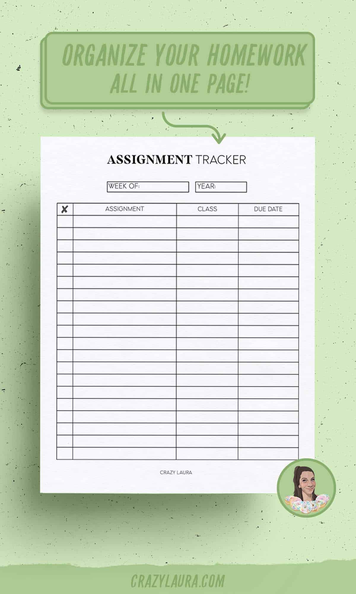 free printables to track assignments
