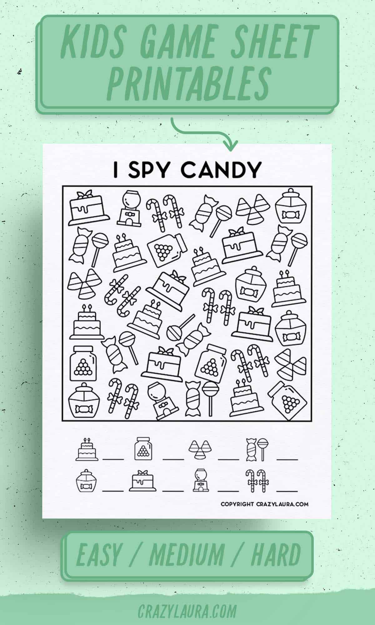 free kids ispy candy game sheet