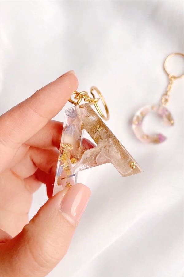 letter diy keychain made from resin