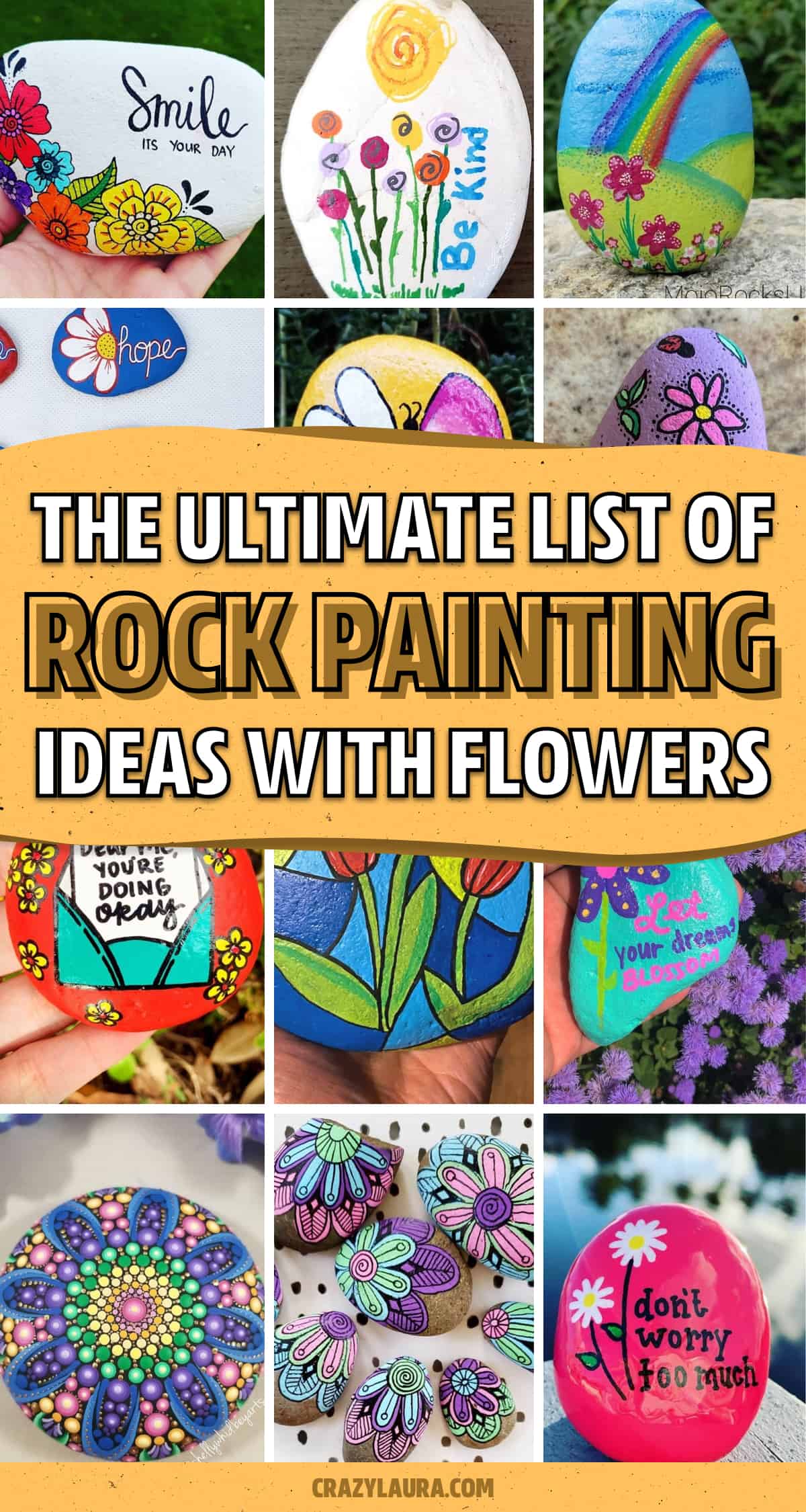 floral painted rock inspiration