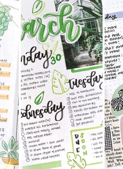 collection of plant theme weekly spreads for inspo